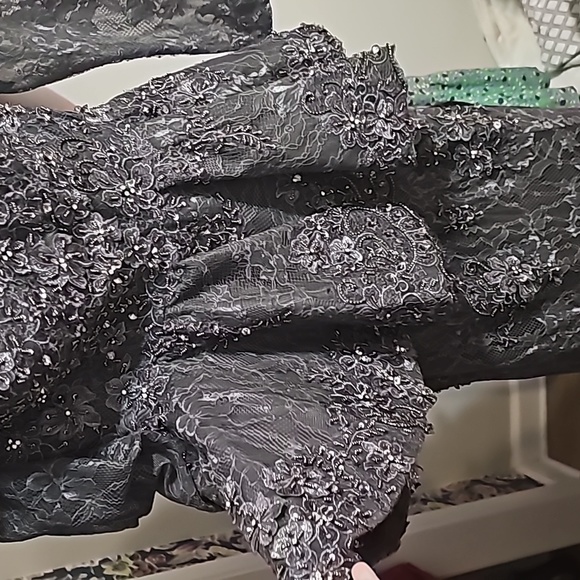 Javoni 62380 Lace off the shoulder peplum mermaid gown - Picture 8 of 11